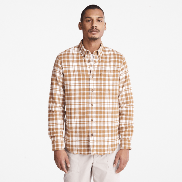 Timberland - Camisa de franela a cuadros para hombre en marrón