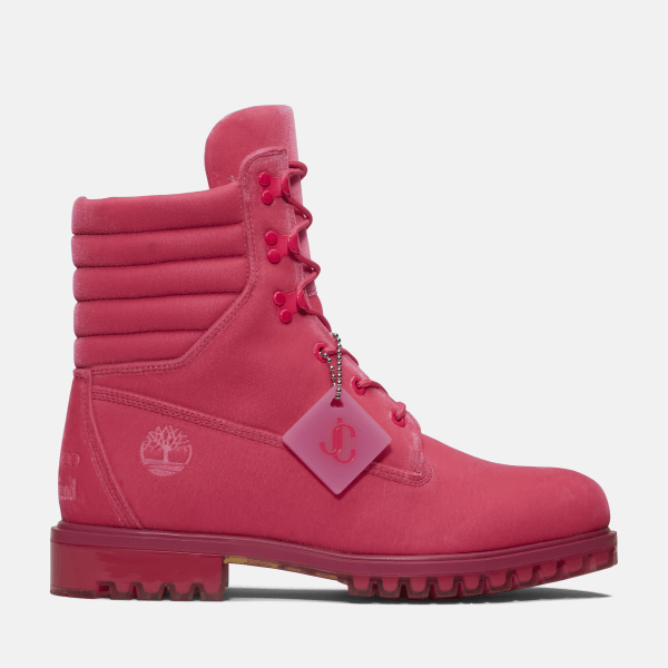 Timberland - Jimmy Choo x Timberland 6 Inch Puffer-Collar Boot for Men in Pink