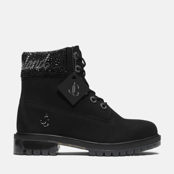Timberland - Jimmy Choo x Timberland 6 Inch Crystal-Collar Boot for Women in Black
