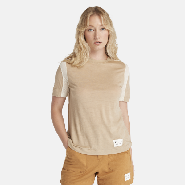 Timberland - T-shirt Timberland x Icebreaker Merino ZoneKnit da Donna in beige