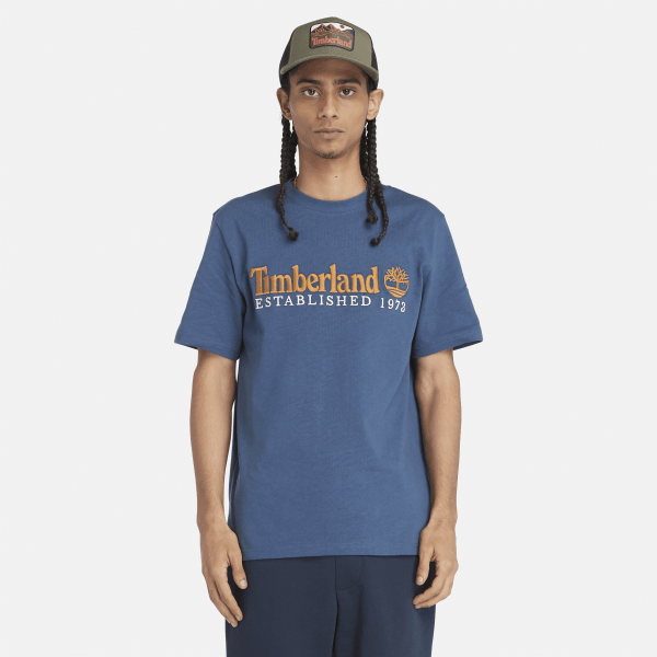 Timberland - T-shirt a Maniche Corte con Logo da Uomo in blu
