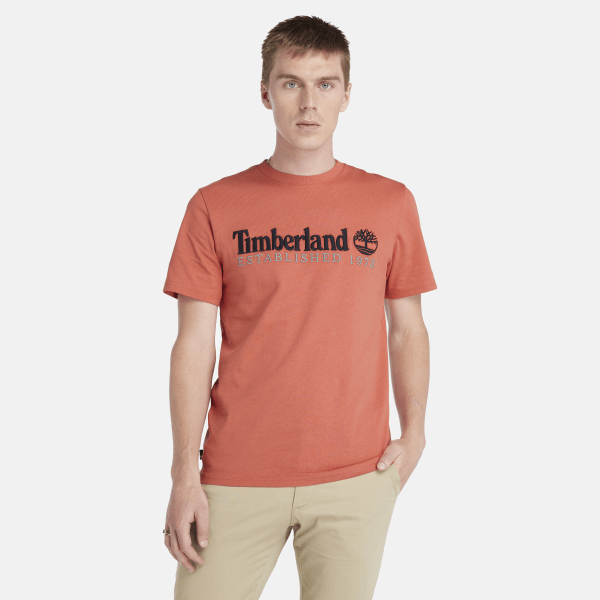 Timberland - T-shirt a Maniche Corte con Logo da Uomo in arancione