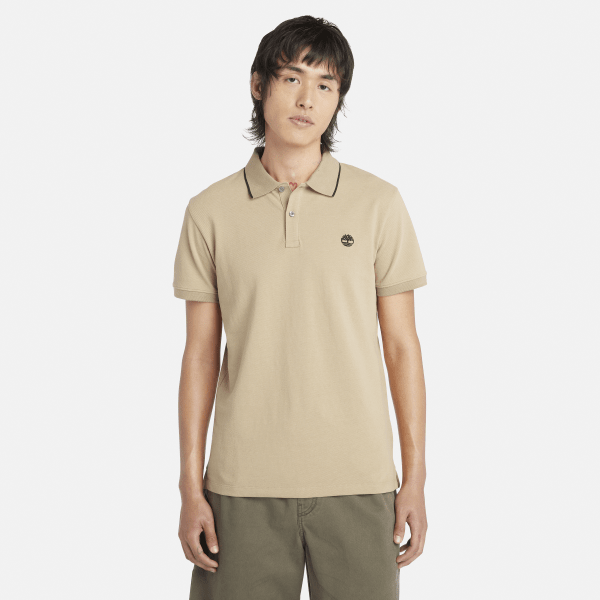 Timberland - Millers River Printed Neck Polo Shirt for Men in Beige