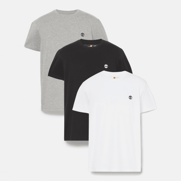 Timberland - T-shirt Girocollo Basic in Jersey in Confezione da 3 da Uomo in multicolore