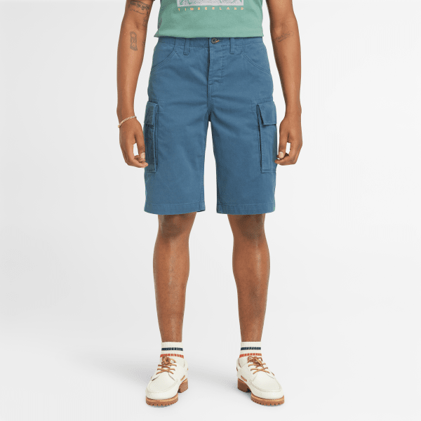 Timberland - Pantalones cortos cargo de sarga para hombre en azul