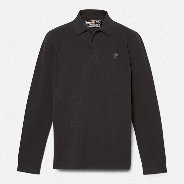 Timberland - Millers River Long-Sleeve Pique Polo for Men in Black