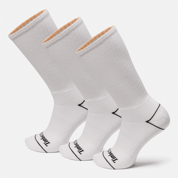 Timberland - 3 Pack Bowden Full-cushioning Crew Socks in White