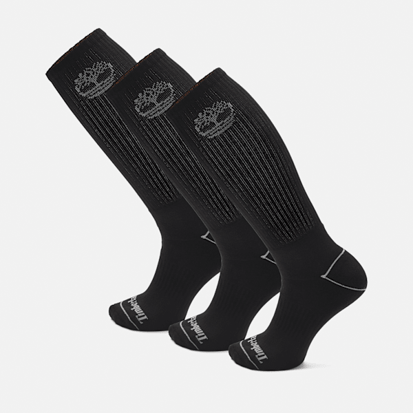 Timberland - Halfhoge Bowden Sokken met boomlogo en volledige wattering (3-pack) in zwart