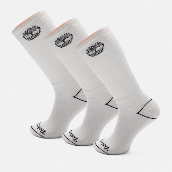Timberland - Bowden 3-Pack Tree Logo Full Cushion Crew Sock in White