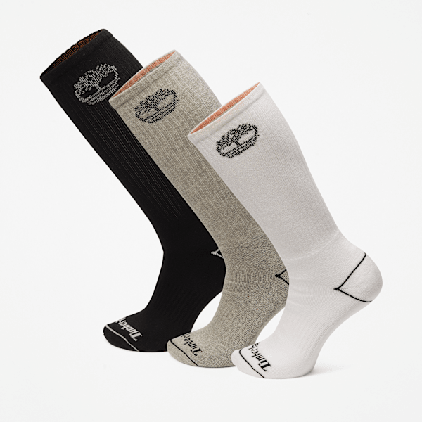 Timberland - Halfhoge Bowden Sokken met boomlogo en volledige wattering (3-pack) in meerdere kleuren