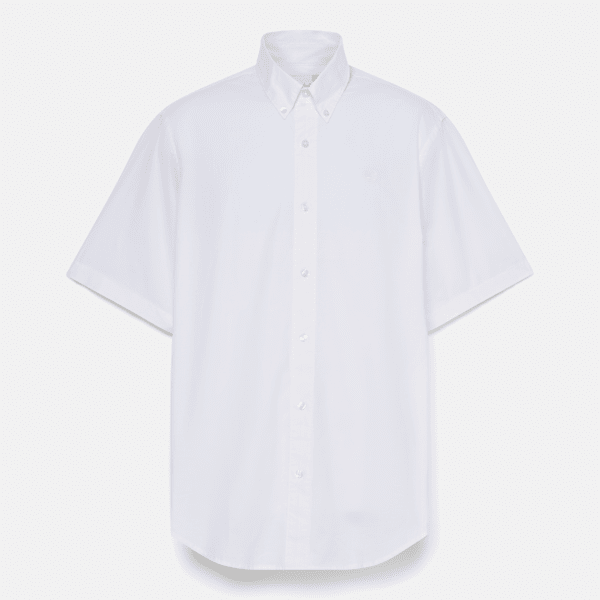 Timberland - Camicia a Maniche Corte in Popeline Elasticizzato da Uomo in bianco