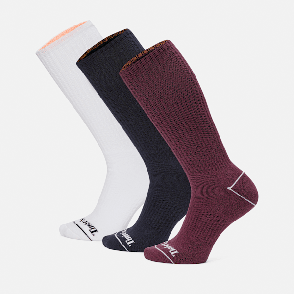 Timberland - Bowden 3-Pack Halfhoge Sokken met volledige demping in bordeauxrood