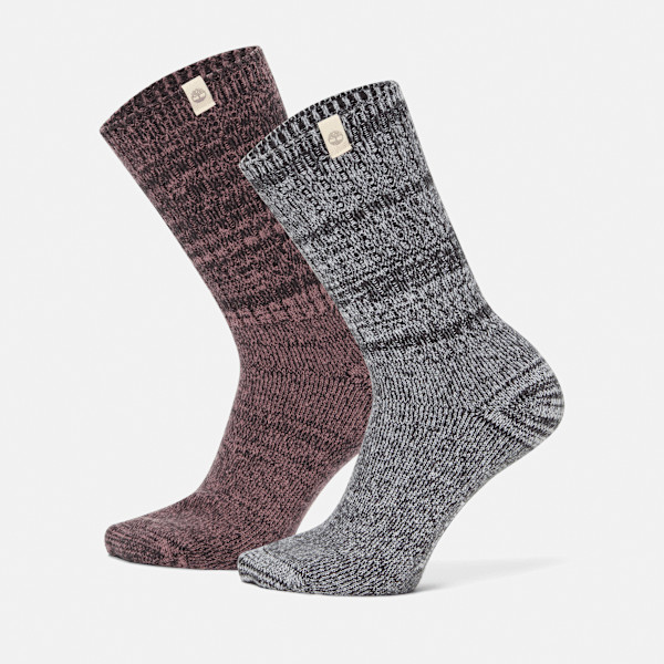 Timberland - Paquete de 2 calcetines altos cálidos para bota para mujer en negro