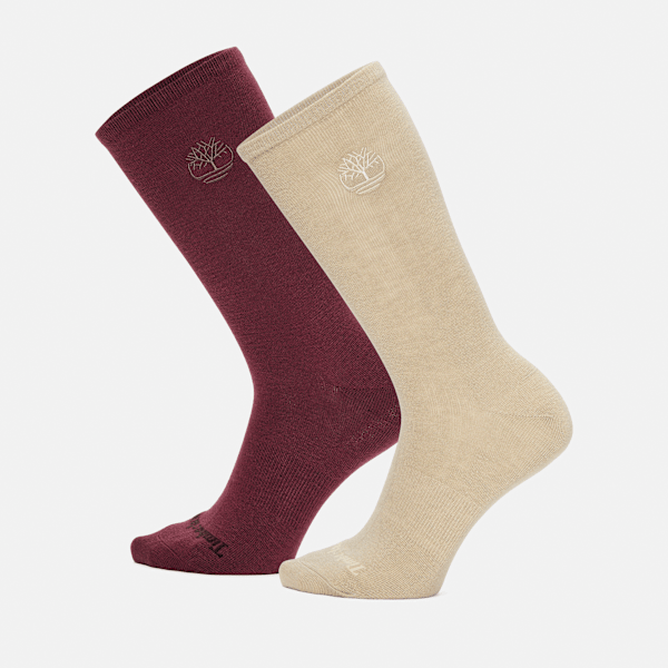 Timberland - Timberland 2-Pack Lightweight Thermal Crew Sock for Women in Burgundy