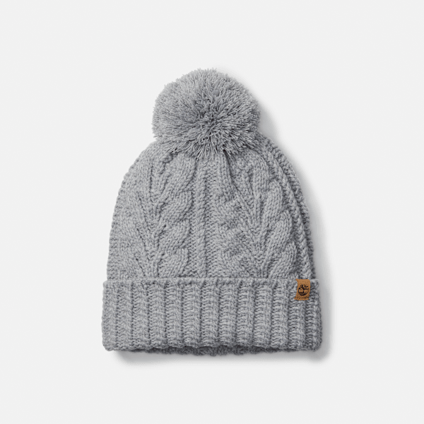 Timberland - Cable Beanie with Pom in Dark Grey