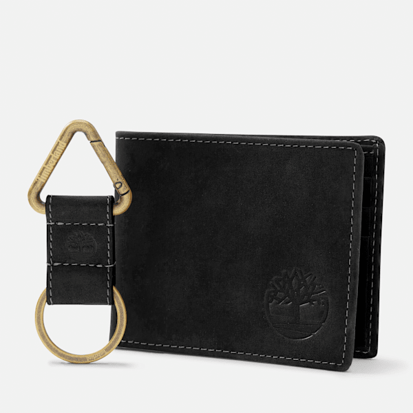 Timberland - Billfold Wallet & Key Fob Gift Set for Men in Black