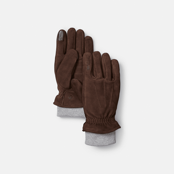 Timberland - Leather Glove with Rib Knit in Brown
