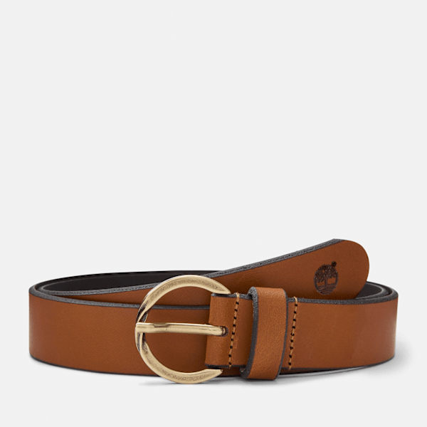 Timberland - Echt Leren Riem van 30 mm met gedraaide gesp voor dames in bruin