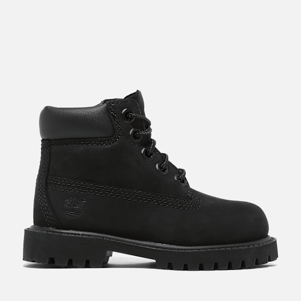 Timberland unisex pour enfant. TB1128070011 Premium 6 Inch Lace Up Leather Boot Black (38), Cuir, Noir, Plat, Lacets, Casuel, Outdoor, mode