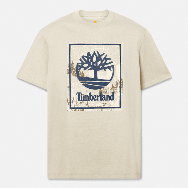 Timberland - Front Seasonal Stack Logo Graphic T-Shirt for Men in Grey