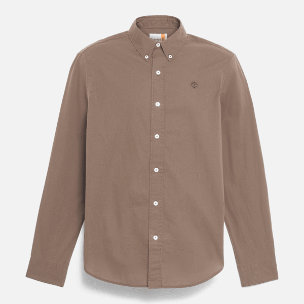 Timberland - Long-Sleeve Stretch Poplin Shirt for Men in Brown
