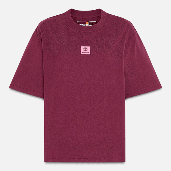 Timberland - Timberland Stack Logo Short-Sleeve T-Shirt for Women in Burgundy