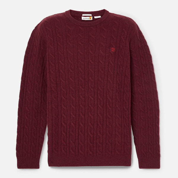 Timberland - Phillips Brook Crewneck Cable-knit Jumper for Men in Burgundy