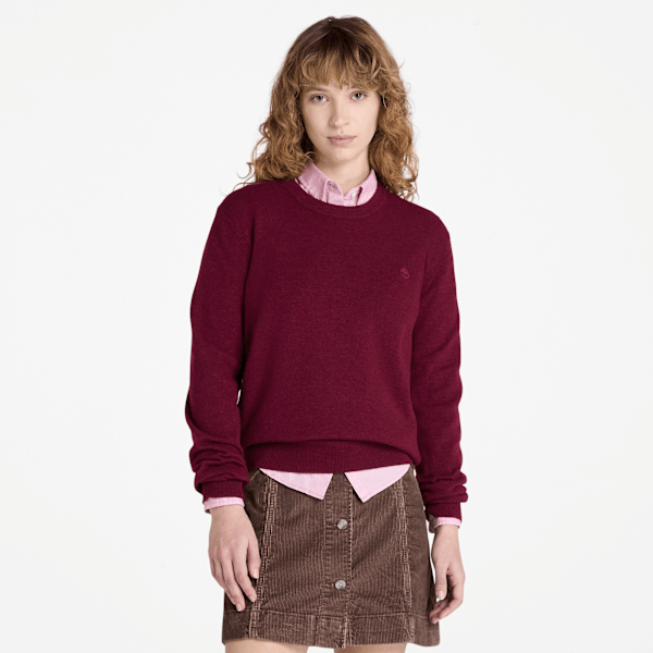 Timberland - Merino Crewneck Jumper for Women in Burgundy