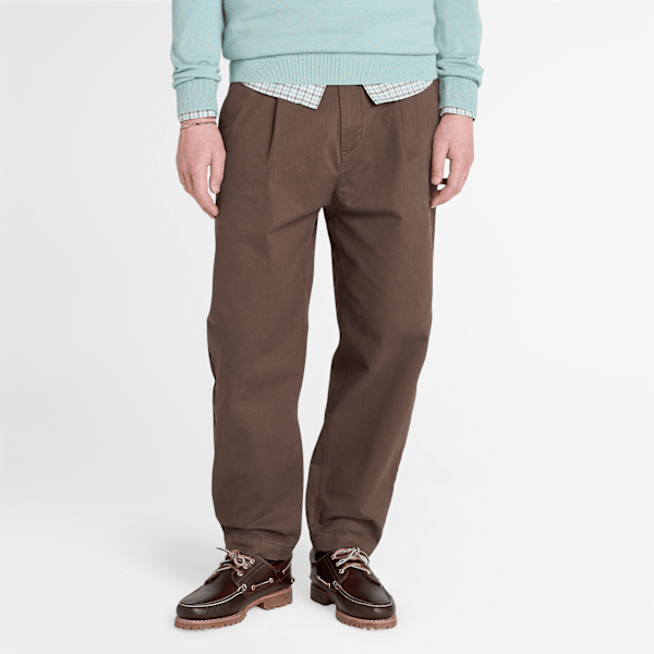 Timberland - Claremont Faltenhose aus gewaschenem, angerautem Twill für Herren in Braun, Herren, Braun, Größe: 29