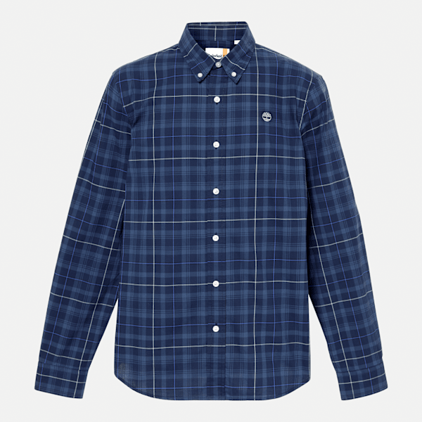 Timberland - Stretch Poplin Check Shirt for Men in Dark Blue
