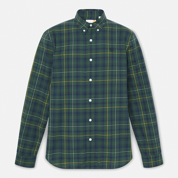 Timberland - Stretch Poplin Check Shirt for Men in Dark Green