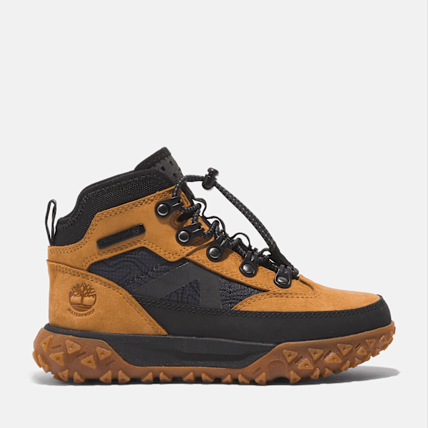 Timberland Greenstride Motion 6 Mid Bungee Waterproof Trainer For Youth In Yellow Size 12.5