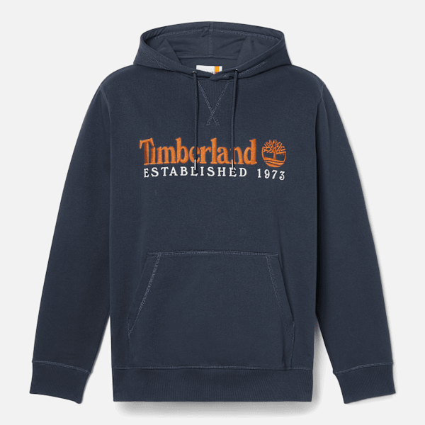 Timberland - Established 1973 Embroidered Logo Loopback Hoodie for Men in Dark Blue