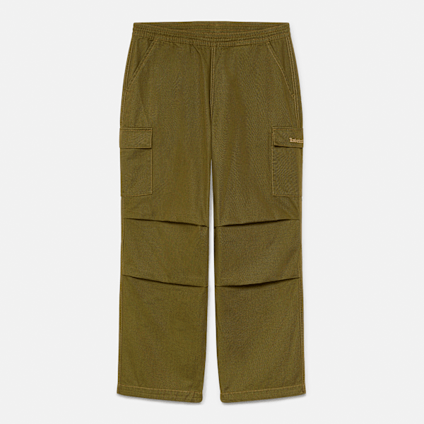 Timberland - Pantaloni Cargo in Tela Olona Effetto Lavato in verde scuro
