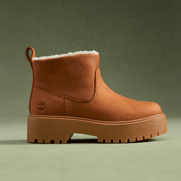 Timberland Stone Street Platform Warm-Lined Slip-On Boot For Women In Brown Size 4.5