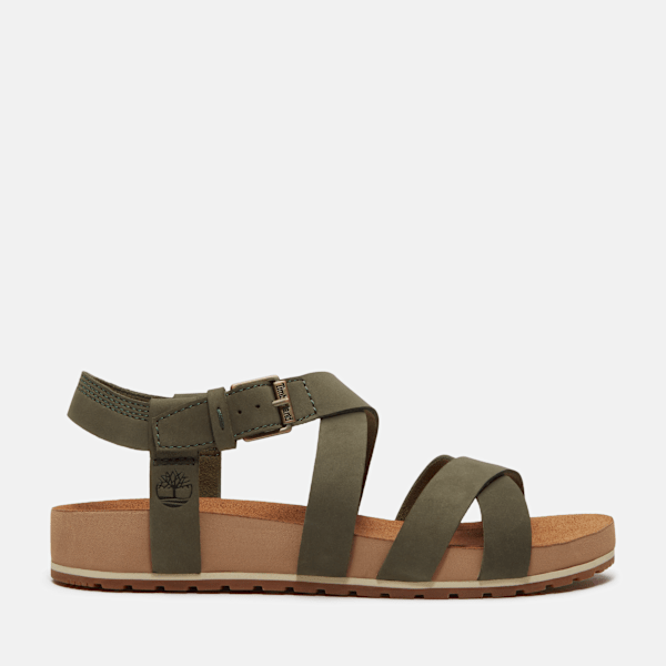 Sandale TIMBERLAND "MALIBU WAVES BACKSTRAP SANDAL", Damen, Gr. 42, dk grn nubuck, Leder, Schuhe Sandale, aus Leder