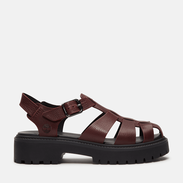 Timberland Stone Street Fisherman Platform Sandal For Women In Burgundy Size 5