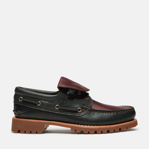Timberland Authentic 3-Eye Lug Boat Shoe For Men In Dark Green/Dark Brown Size 10