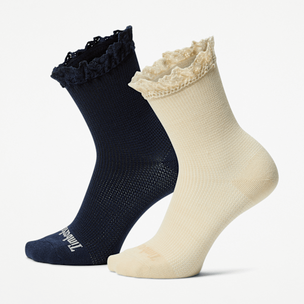 Timberland - Timberland 2-Pack Ruffle Low Crew Sock for Women in Beige