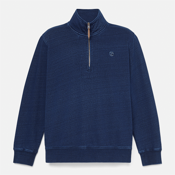 Timberland Indigo Quarter-Zip Sweatshirt For Men In Dark Blue Size S