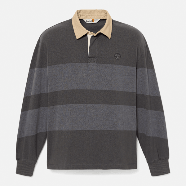 Timberland  Long-Sleeve Striped Rugby Polo In Dark Grey Size Xs