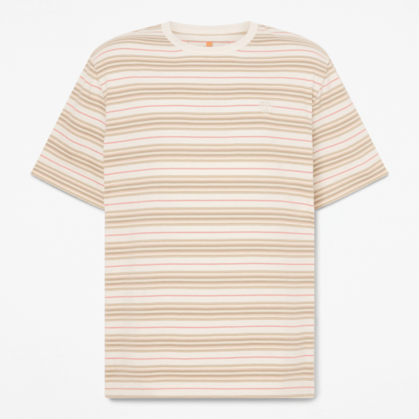 Timberland - All Gender Striped T-Shirt in White/Pink