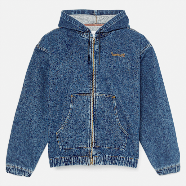 Timberland - All Gender Denim Full-Zip Hooded Bomber in Blue