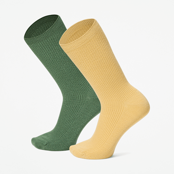 Timberland Lightweight 2-Pack Rib Crew Sock In Dark Green Size M