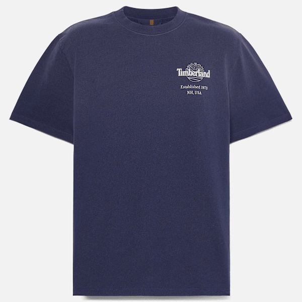 Timberland Sunfaded Tree Logo Graphic Heavyweight T-Shirt For Men In Dark Blue Size Xl