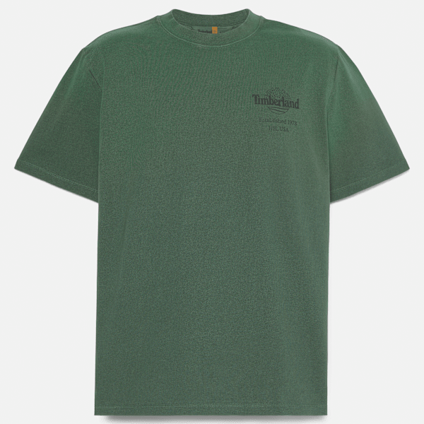 Timberland Sunfaded Tree Logo Graphic Heavyweight T-Shirt For Men In Dark Green Size Xl