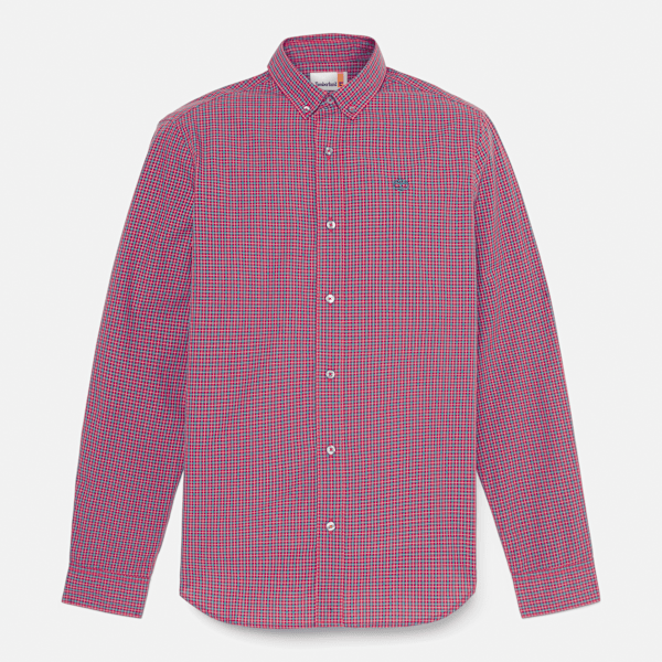 Timberland Micro Plaid Poplin Shirt For Men In Red Size L