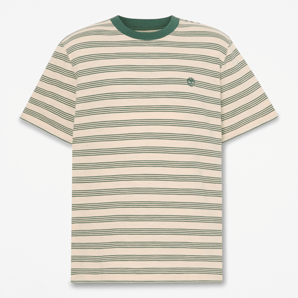 Timberland - Striped Short-Sleeve T-Shirt for Men in Beige/Dark Green
