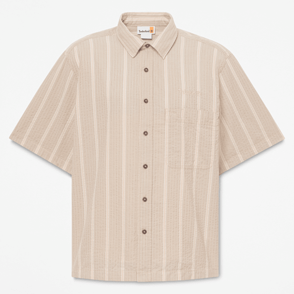 Timberland  Lightweight Button Down Shirt In Grey/Beige,  Size Xs