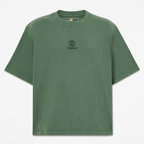 Timberland  Sunwashed Embroidered Logo T-Shirt In Dark Green Size Xl
